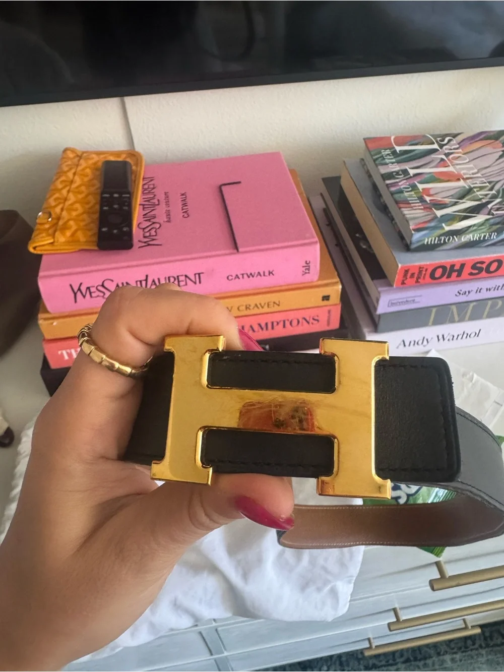 Hermes H belt buckle & reversible leather strap